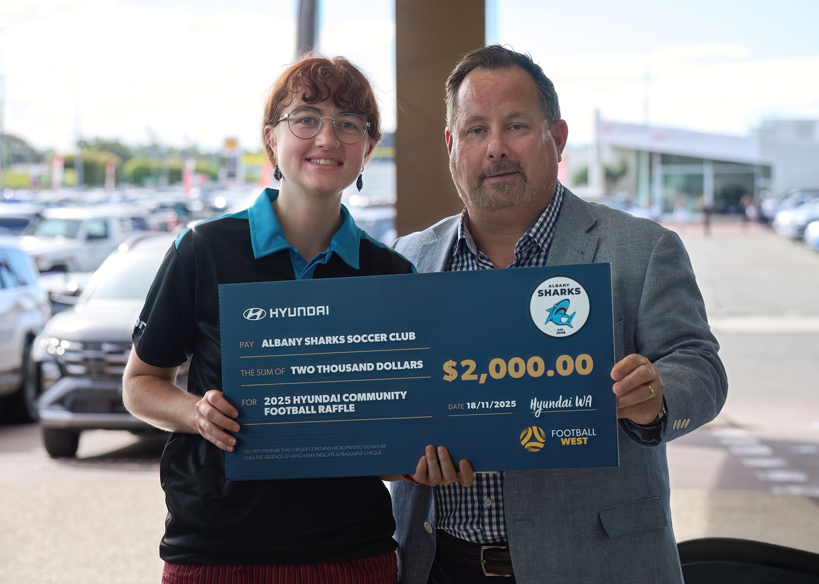 Hyundai Community Football Raffle Micahel Beros Scarlett Bunter Albany Sharks