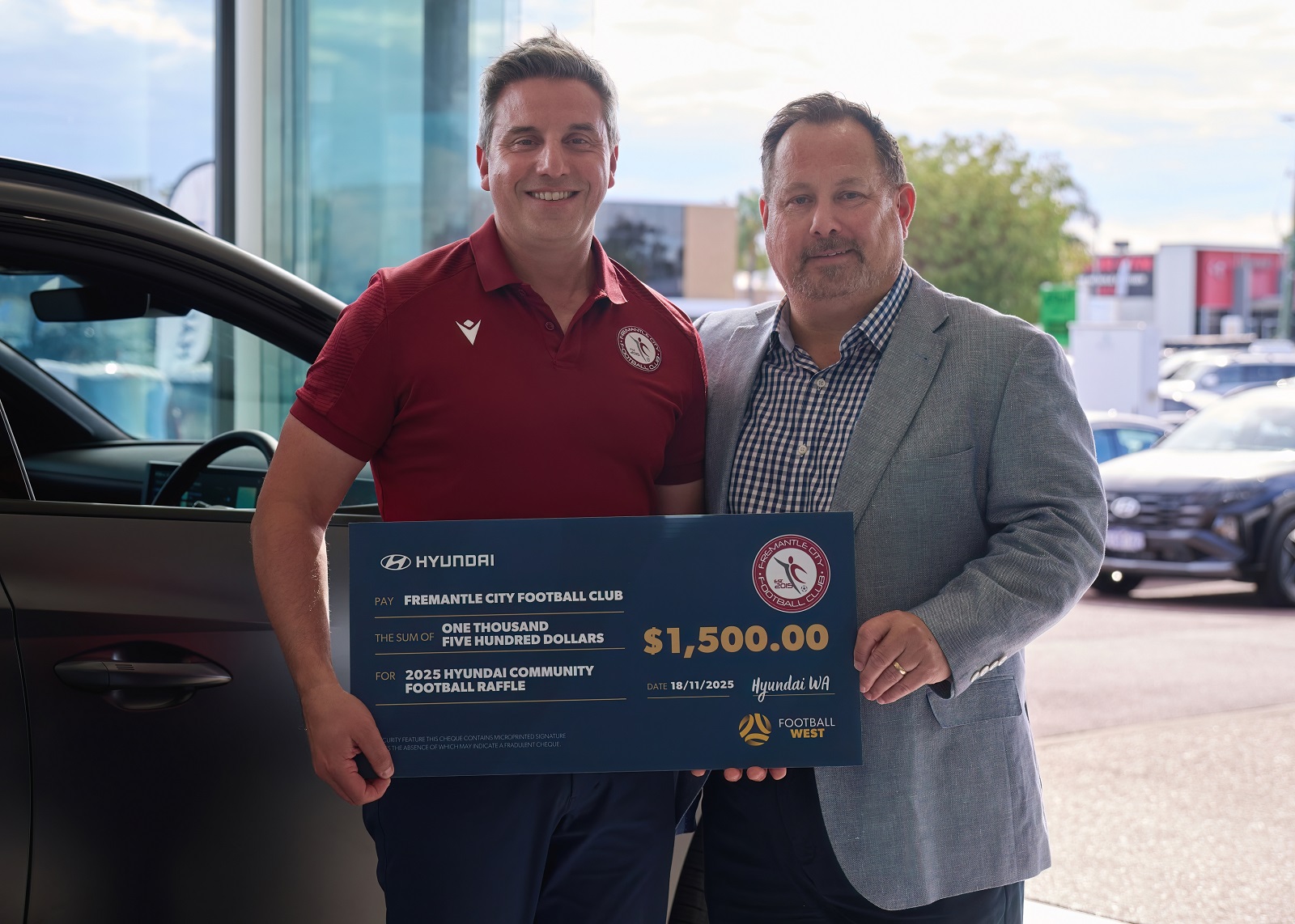 Hyundai Community Football Raffle Micahel Beros Tony Estrano Fremantle City