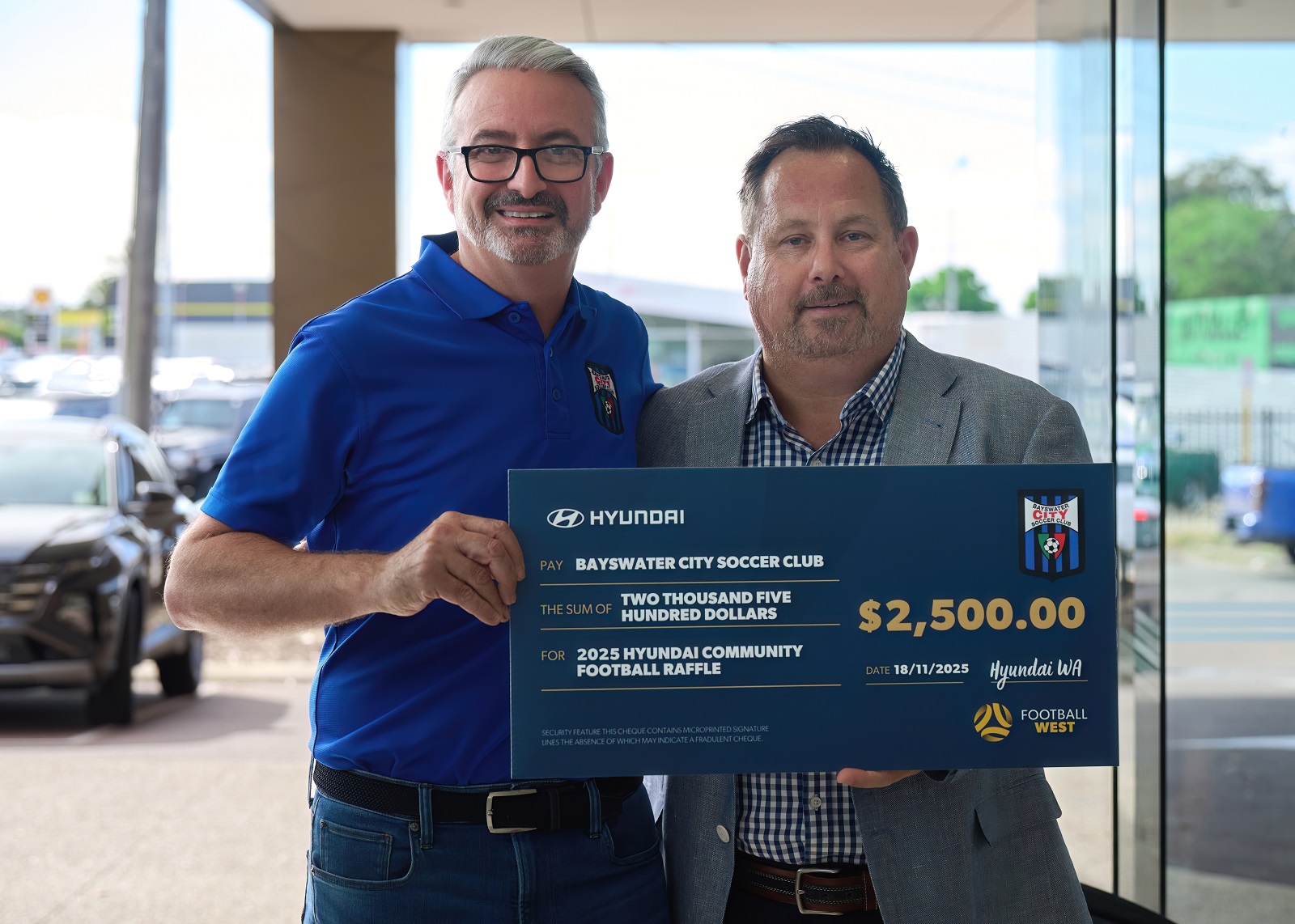 Hyundai Community Football Raffle Micahel Beros Rocco Maio Bayswater City