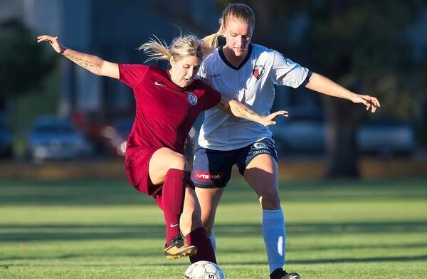 Women's football action shot